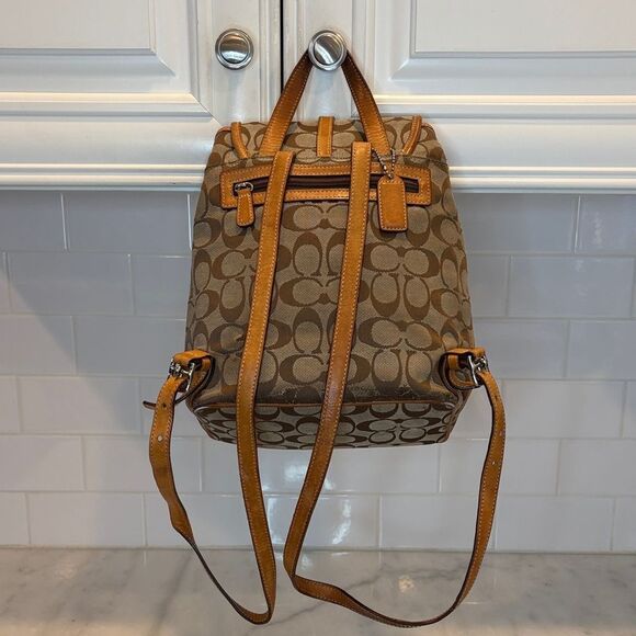 Coach Backpack Purse Handbag Vintage Y2K Jacquard Signature Logo Drawstring HTF - Picture 5 of 16